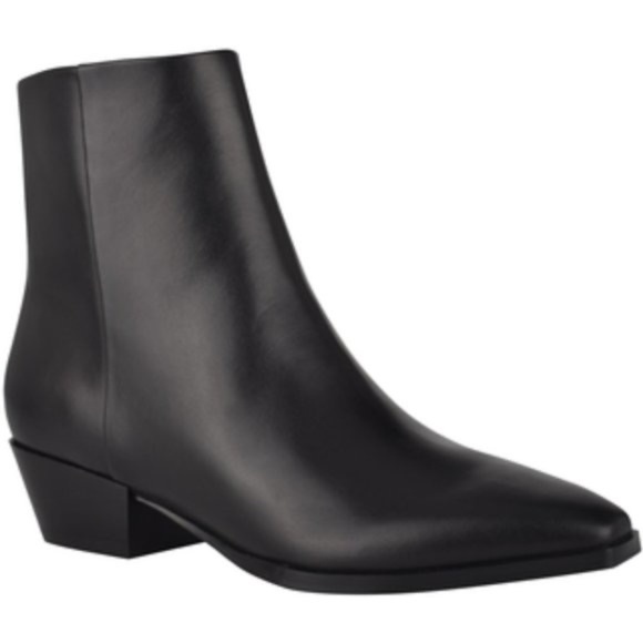 NEW MARC FISHER LTD Zubin Leather Bootie ankle boots NIB SIDE ZIPPER SQUARE TOE - Picture 2 of 4